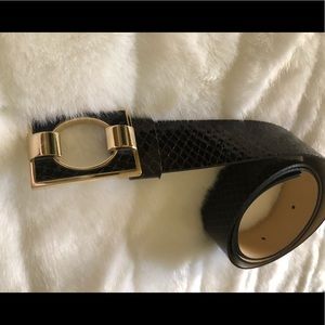Banana Republic black snake print belt gold buckle